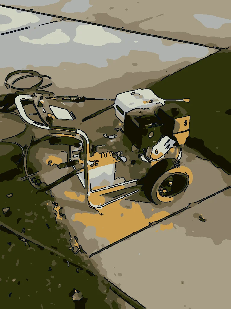 Illustrated Minaki Wash pressure washer on a sidewalk at sunset