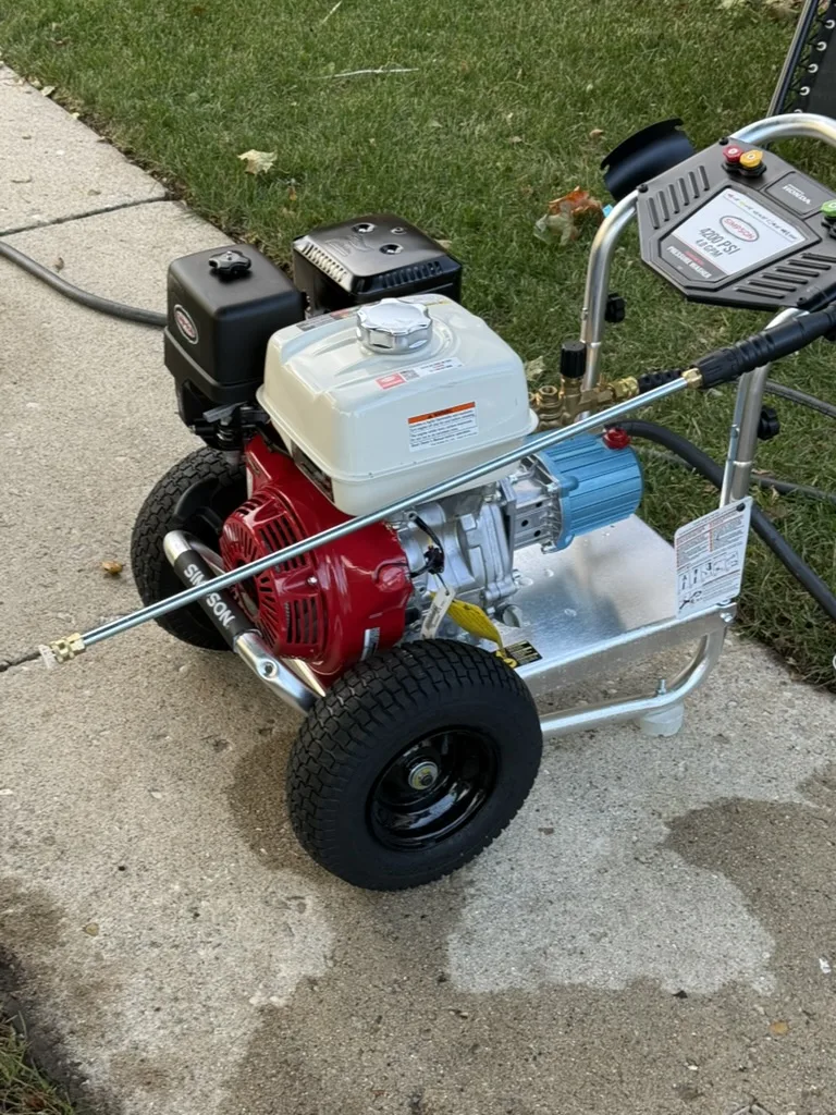 Side view of the pressure washer